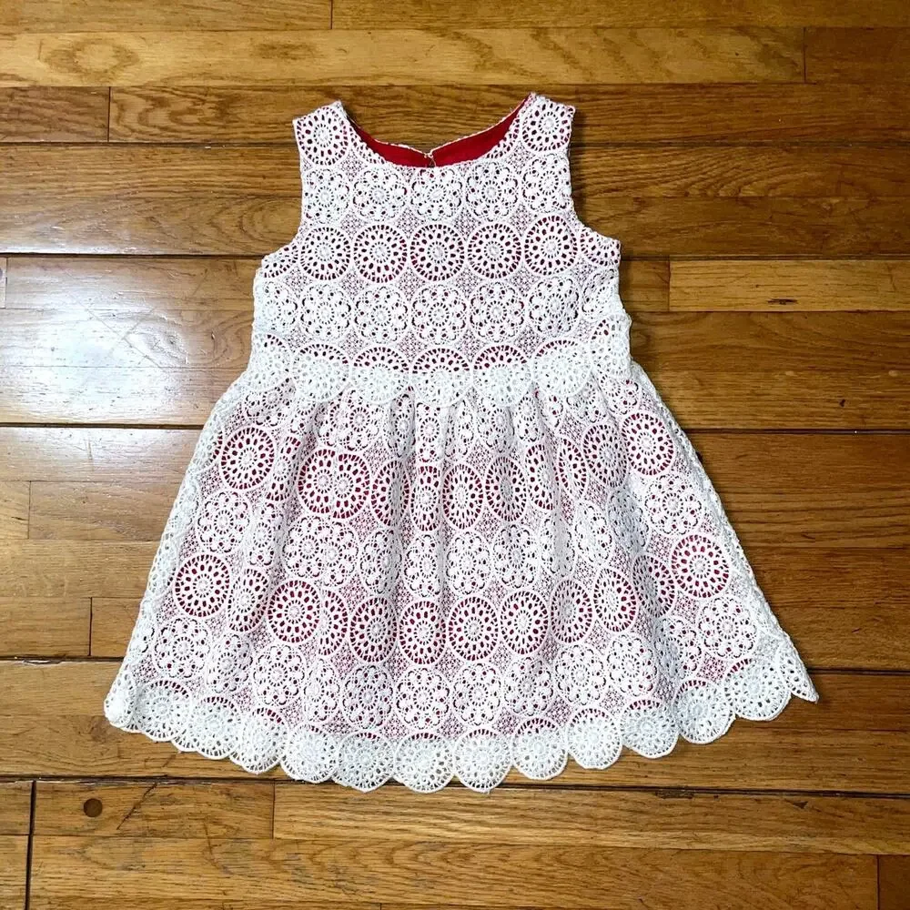 Genuine Kids by OshKosh Lace Eyelet Embroidered Christmas Holiday Dress - Sz 5T